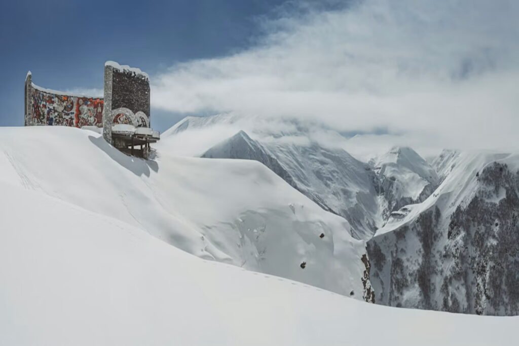 Panoramic view of Gudauri Ski Resort in the Caucasus Mountains Georgia