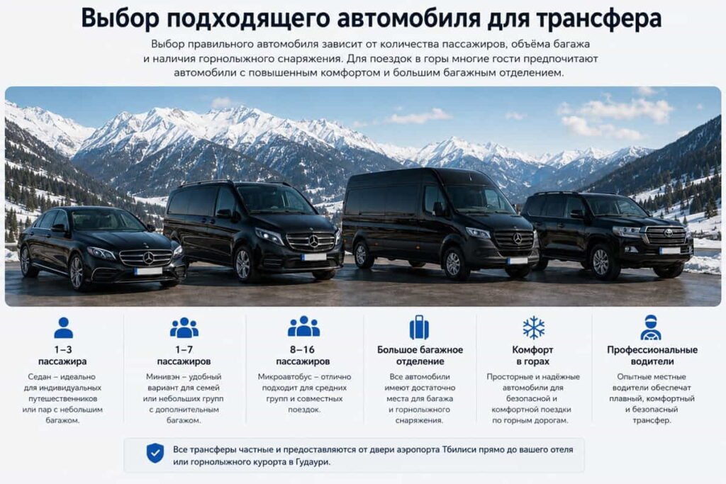 выбор подходящего транспортного средства для трансфера в Гударуи